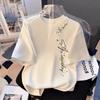 Letter Flower Pure Cotton Printed Men's and Women's Fashionable Short Sleeved Summer New Personalized Round Neck Casual T-shirt