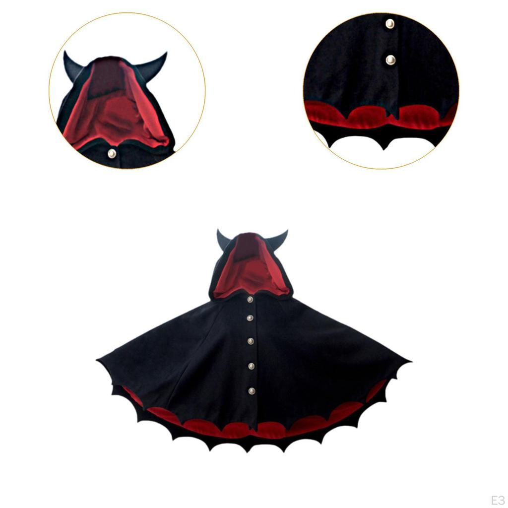 Halloween Cloak Death Cape Outfit Cowl Devil Ears for Kids Adults Boys Girls