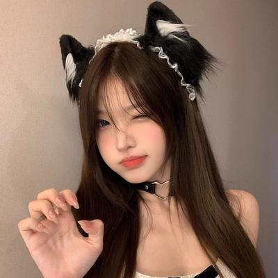 Lace Cat Ears Headband Girls Hair Accessories Beast Ears Cos Cute Lolita Headgear Cat Headband Plush Hairpin