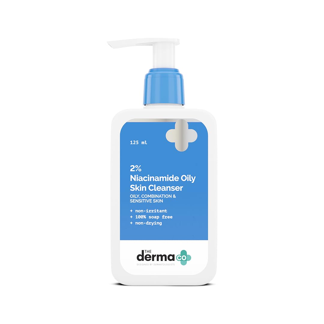 The Derma Co 2% Niacinamide Oily Skin Cleanser 125 ml Pack for Sensitive & Combination Skin