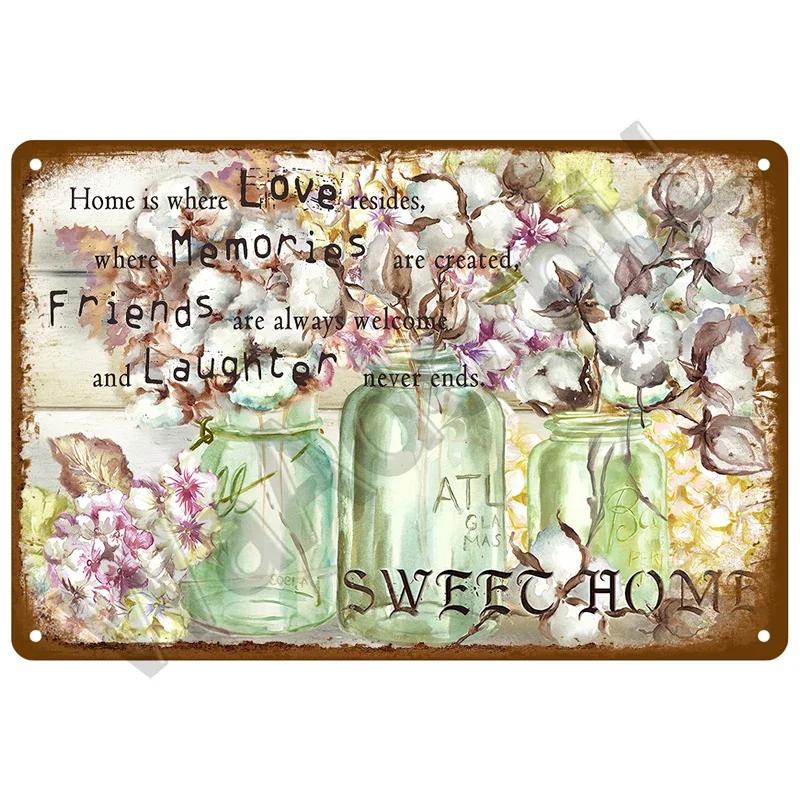 Vintage Metal Tin Sign  Retro Cafe  Garden Wall Art Home Decor Plaque for Room Farmhouse Painting Gift Perfect for Wall Mural  D