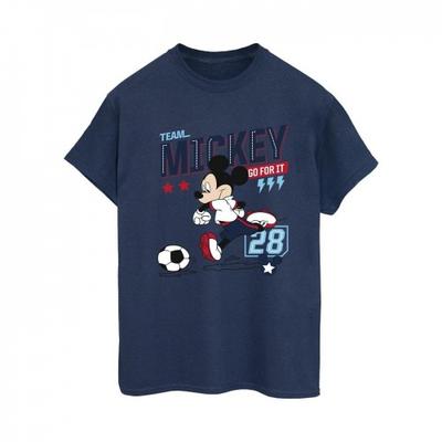 Womens/Ladies Mickey Mouse Team Mickey Football Cotton Boyfriend T-Shirt