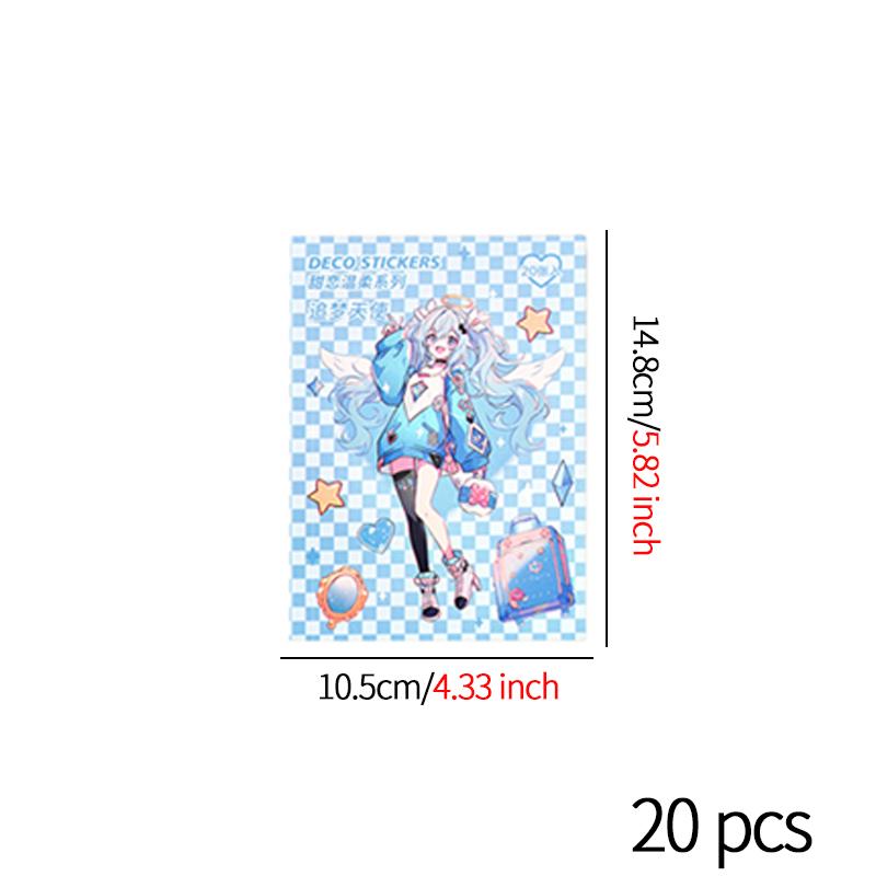 20 pcs Cartoon Girl Sweet Cool character sticker book DIY decorative hand ledger diary scrapbook material Junk Journal Supplies