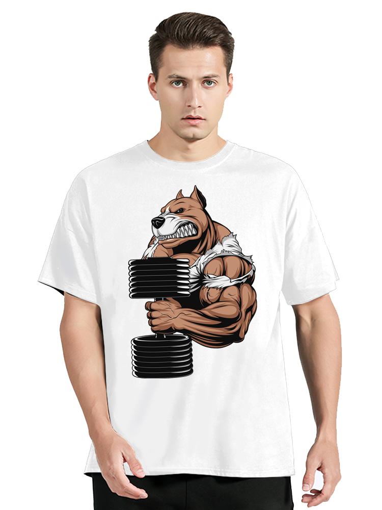 Nowa Zaciekła Pitbull Ćwicząca Koszulka Modny Streetwear Siłownia Oversize Koszulka Męska Odzież Top Fitness Koszulka