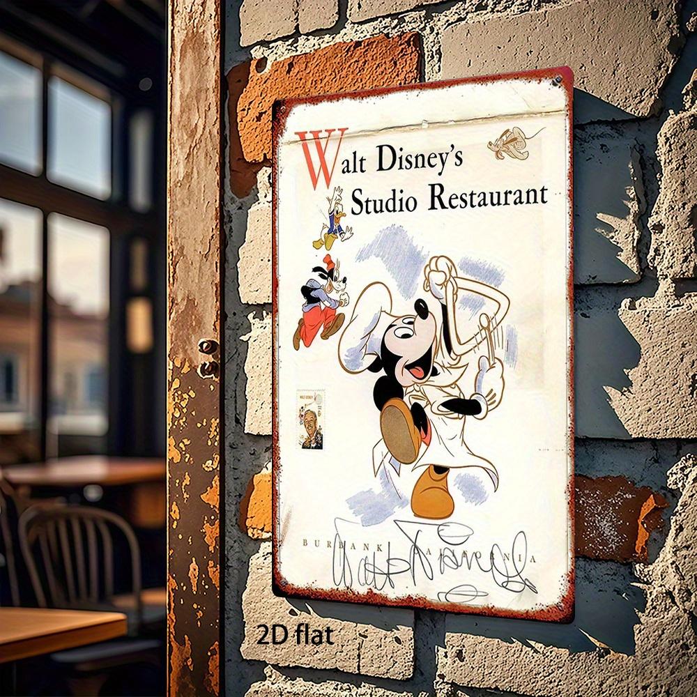 2D Flat, 1pc Disney Vintage Mickey Mouse Chef Poster - Heavy-Duty Iron Kitchen & Cafe Decor - Official Disney Birthday/Christmas