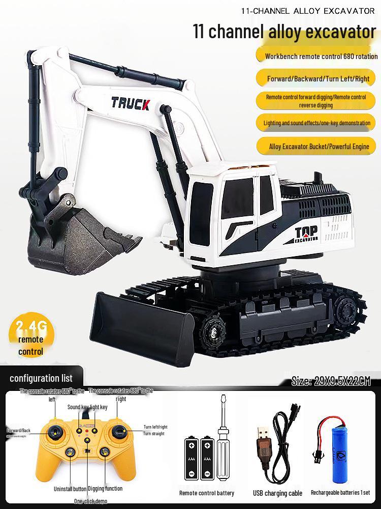 Alloy Remote Control Excavator Digger Vehicle Toy Bulldozer for Kids - Free Shipping