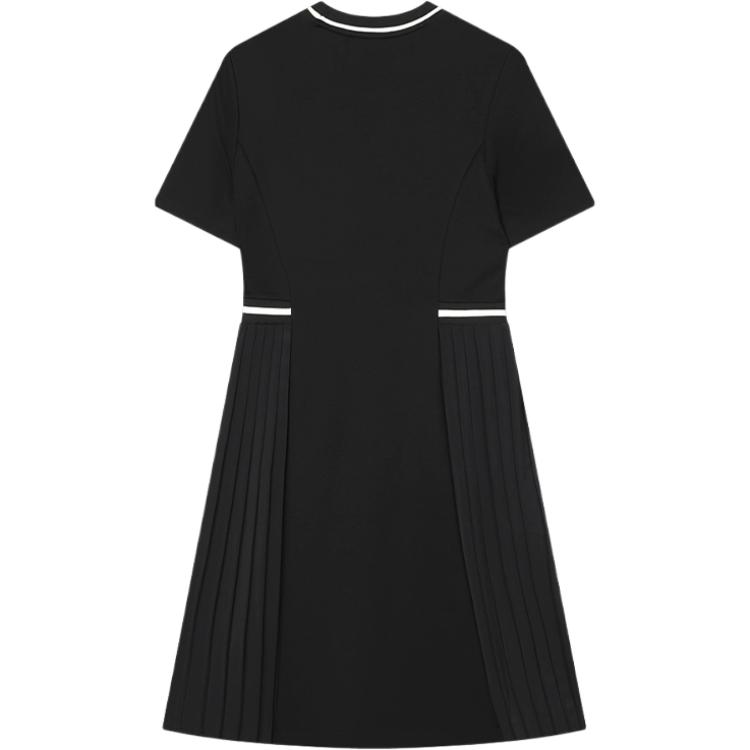 Fila Color Block Ruffled Short Sleeve Dress Women Dresses Black F11W428313F-BK