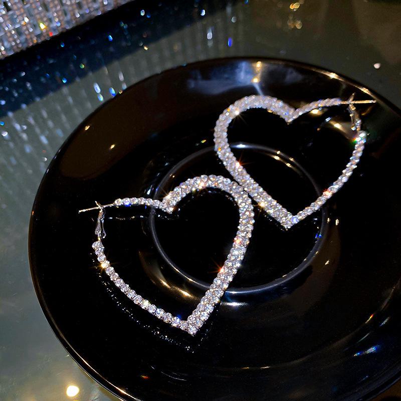 European and American Luxury Irregular Silver Needle Earrings with Rhinestone Inlay