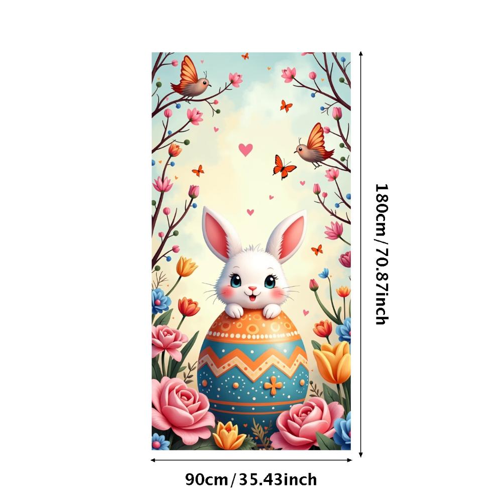 Bunny Backdrop Fabric Party Supplies Easter Banner Lightweight Photography Props For Indoor Spring Decorations Kids