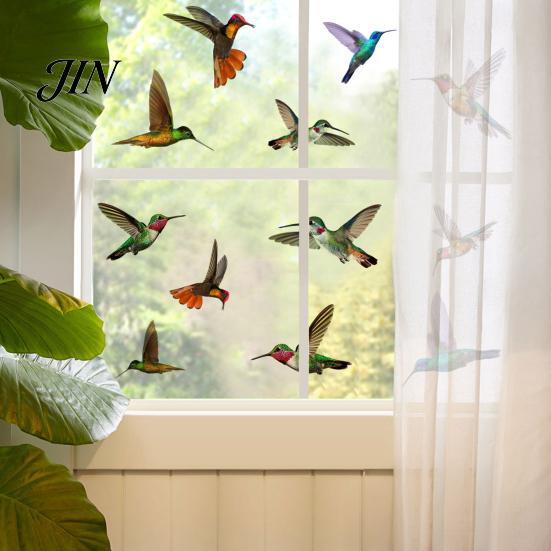Bird Strike Deterrent Hummingbird Window Clings, Protection Decals, Removable PVC Anti-Collision Static Stickers Safe Cling for Glass Doors
