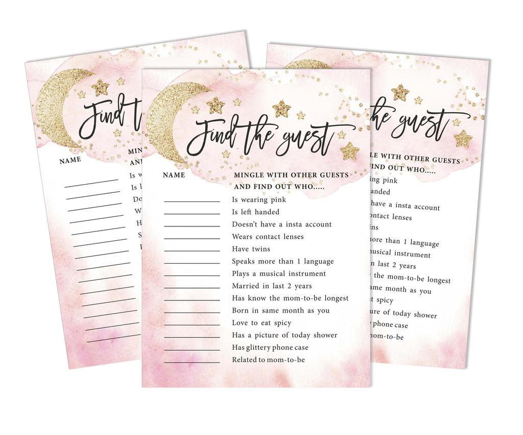 Inkdotpot 50A  Advice CardsA  For Baby Shower Game Glitter Star Advice For New Mom & Dad Gender Reveal Boy Or GirlA  Party