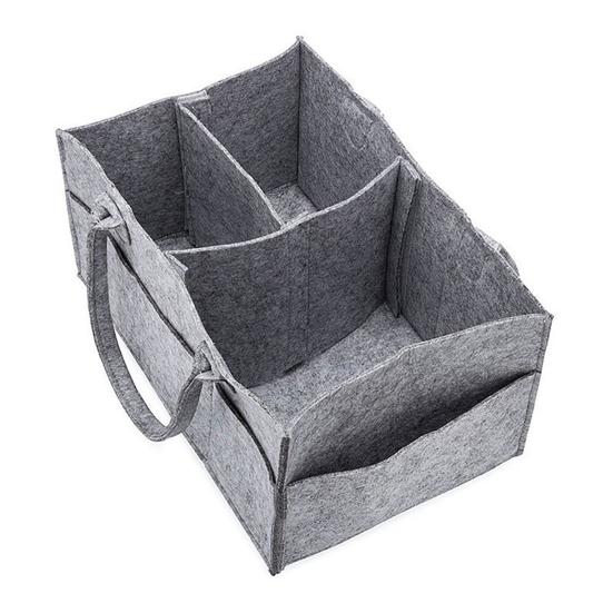 Storage Box with Handle And Multiple Pockets Organizer Portable Diaper Storage Bag for Nursery Kids Toys Snacks