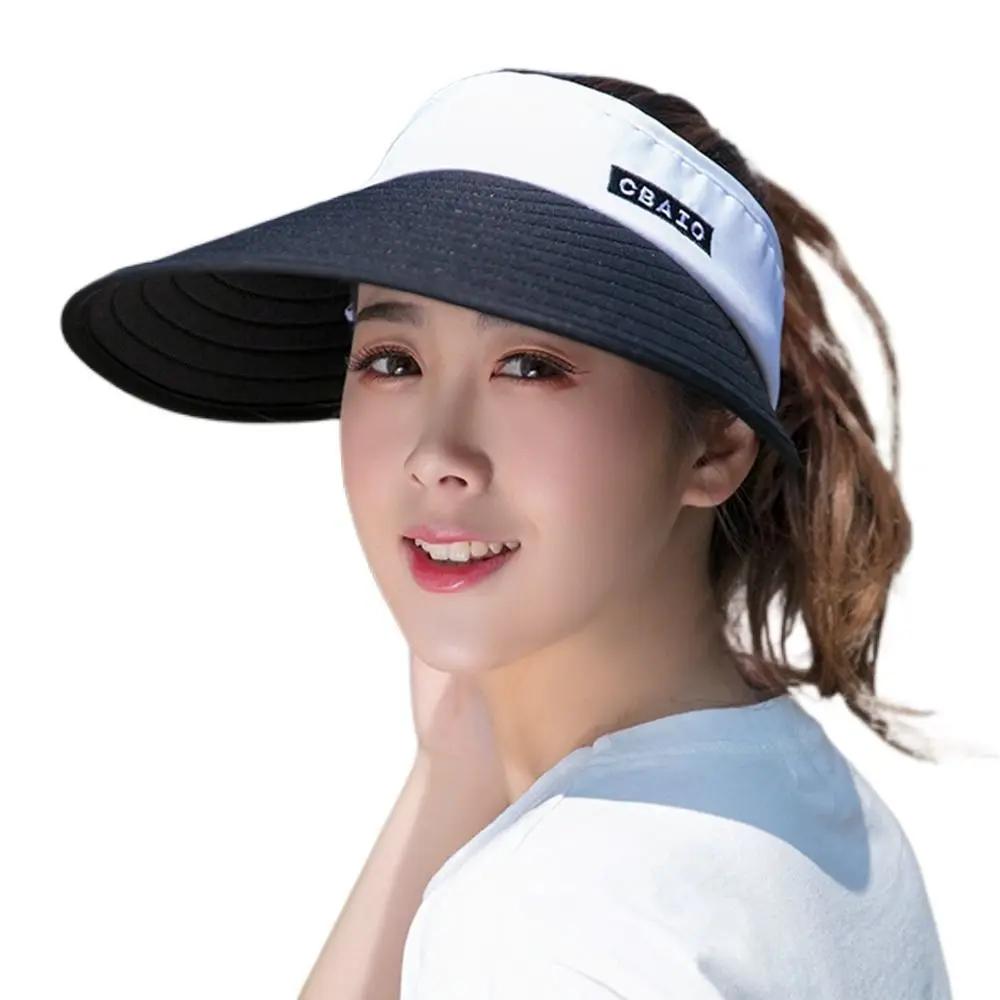 New Simple Women Summer Sun Visor Wide Brim Hat Beach Hat Sunhat Lady Sunscreen Hat Uv Protection Female Cap Adjustable