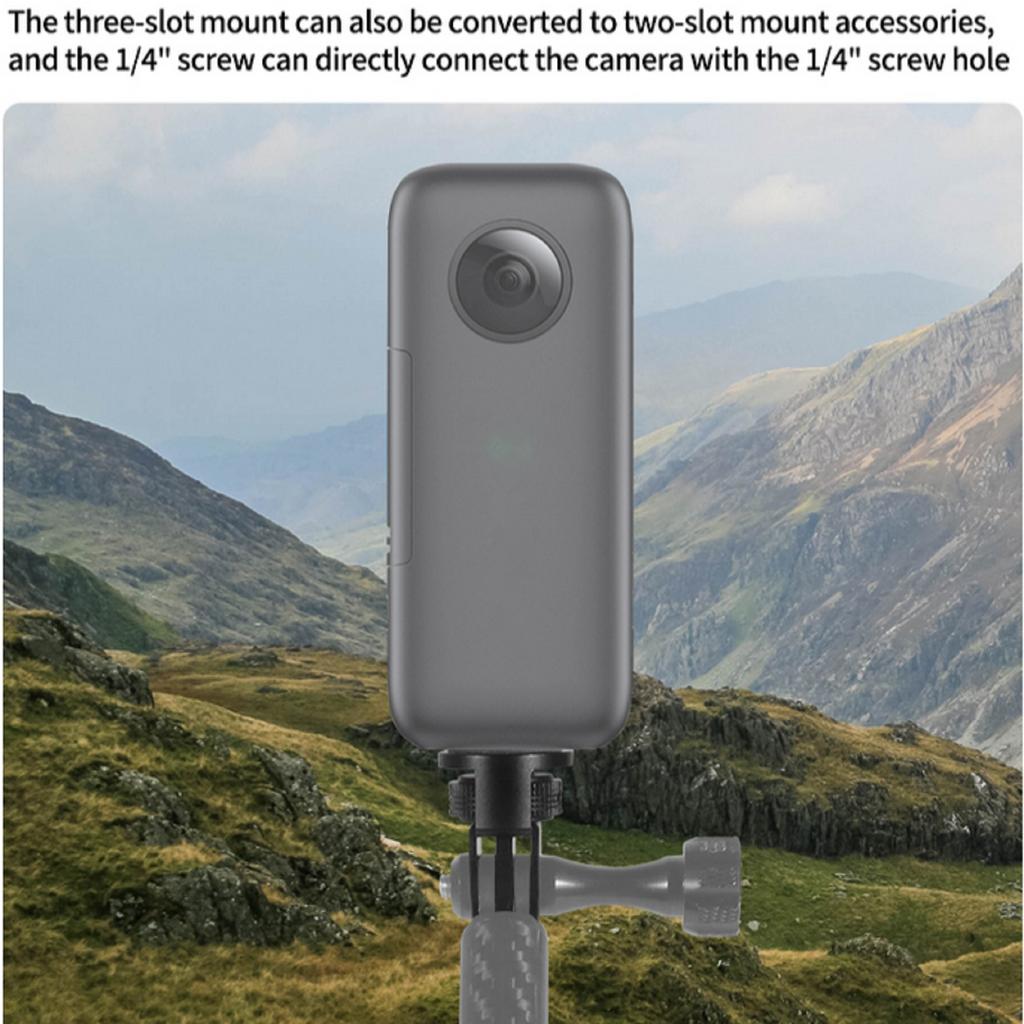 360° drehbarer Aluminium-Adapter für GoPro Insta360 Verstellbare Halterung 1/4" Schraube Stativ-Verbindungsbügel für Action-Kamera-Zubehör