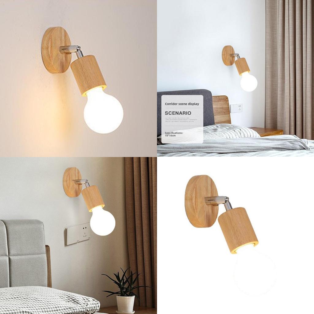 Modern Minimalist Wooden Wall Lamp With Led Bulb For Bedroom And Living Room Decor