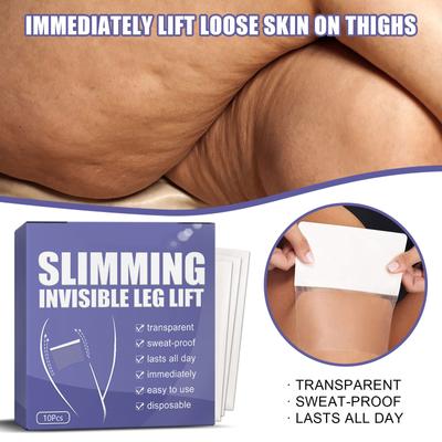 Lot de 10 bandes de lifting pour les cuisses, transparentes, adaptées au relâchement cutané des jambes et du corps. Autocollant intérieur ultra fin, imperméable.