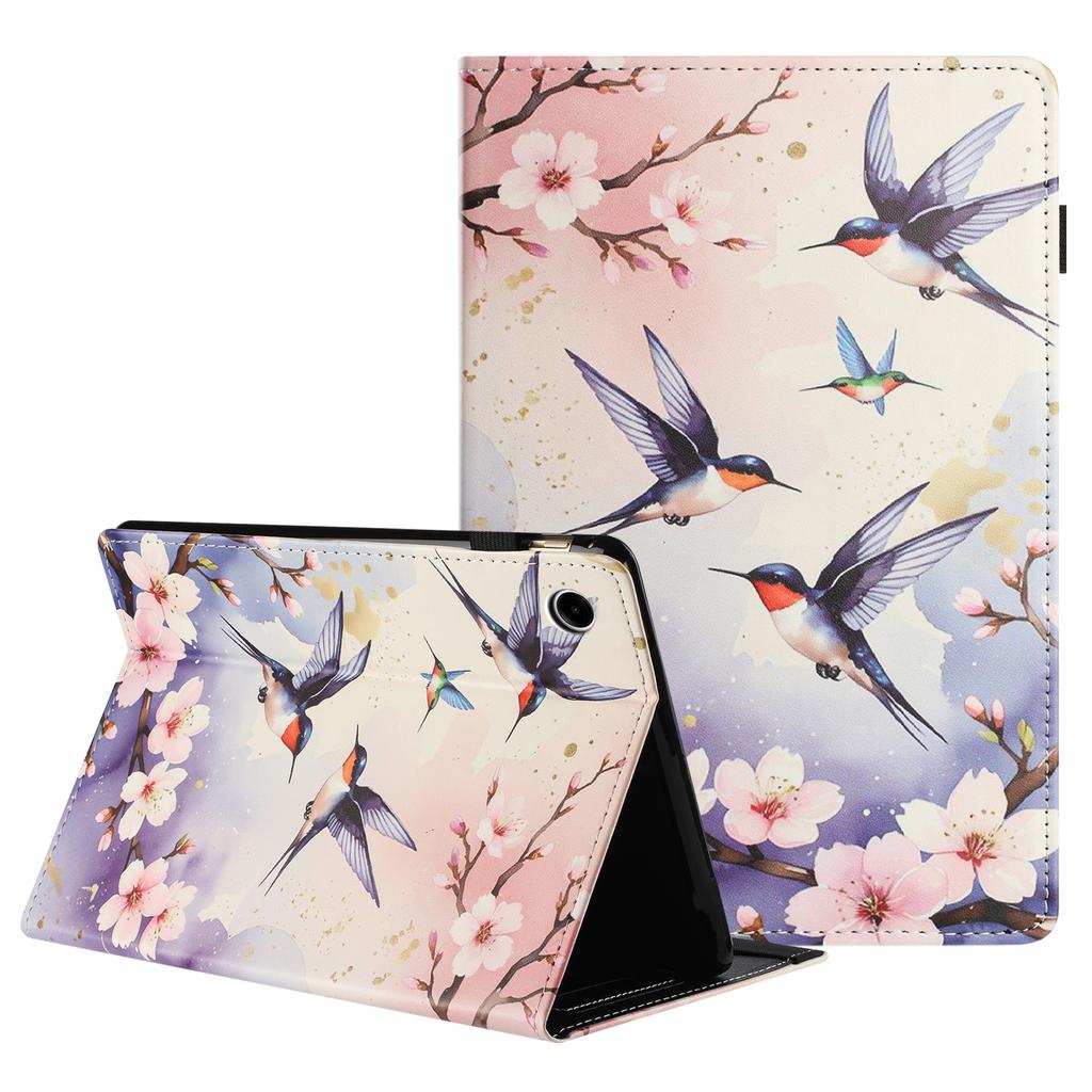 For Samsung Galaxy Tab A9+ Tablet Case Litchi Texture Pattern Printing Leather Cover Auto Sleep/Wake with Card Holder
