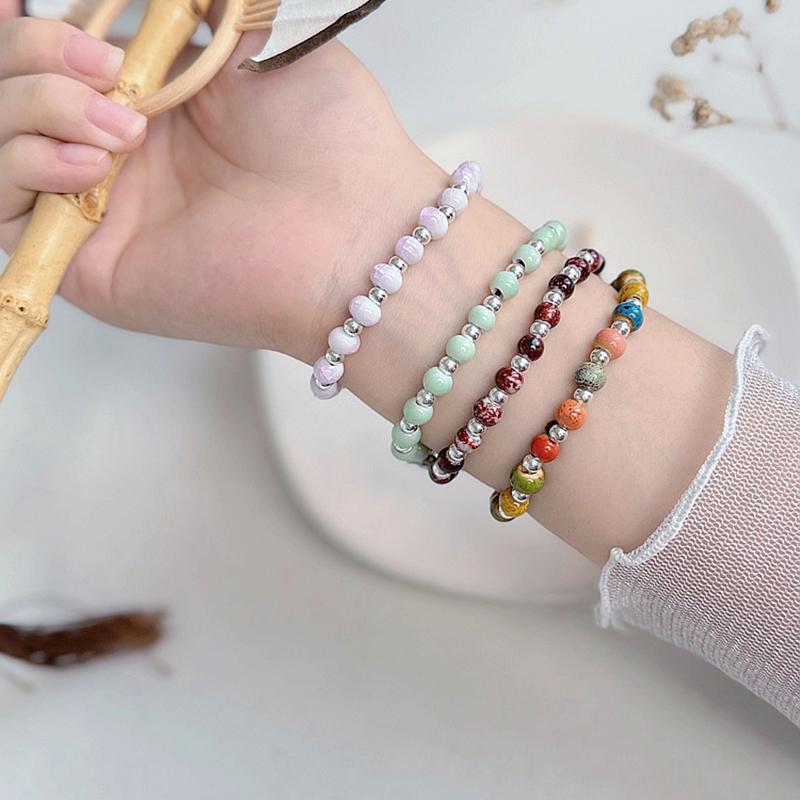 Vintage Multicolor Ceramic Beaded Bracelet For Women Girls Colorful Woven Butterfly Beaded Bracelet Jewelry Accessories Gifts
