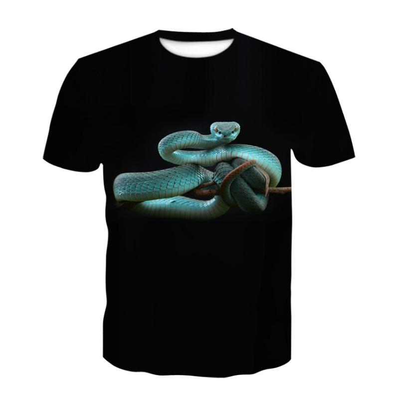 2022 New Snake Pattern Men's T-shirts Men's Animal 3D Short Sleeve Summer Casual Tops Fashion O-Neck Shirts Street Clothing