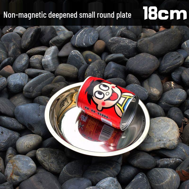Stainless Steel Round Dinner Plate Tray - Versatile for Tableware, BBQ, Deep & Flat Dishes