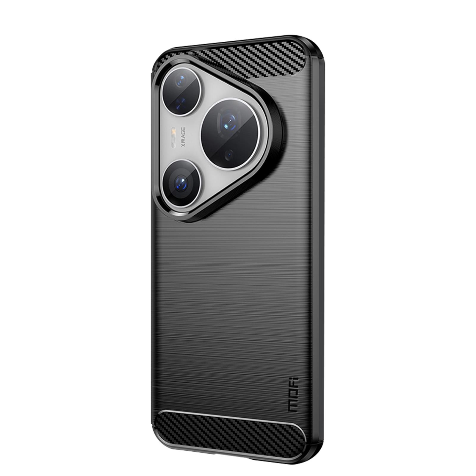 

Для Huawei Pura 80 Pro Задняя крышка MOFI Матовая текстура Углеродное волокно Мягкий чехол из ТПУ Black