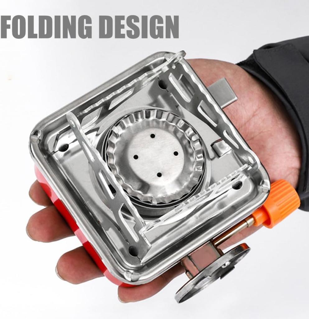 Portable Camping Stove Mini Outdoor Folding Metal Backpacking Gas Stove Windproof Furnace Cooking Burner for Hiking Picnic