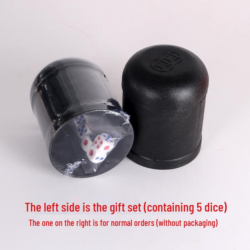 

Черный стакан для костей: Двойной шейкер для монет для развлечений в баре и уличной еды Gift Pack with Dice