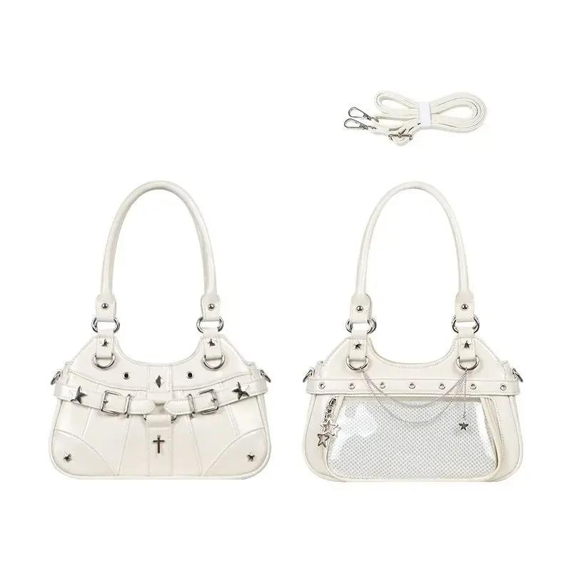 Daily Using Bolsos Mujer Transparent Y2K Ulzzang Ita Bag Chain Crossbady Shoulder Bags Patchwork Star Bolsa Belt Buckle Bolsas