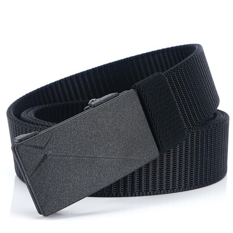 TUSHI Toothless Perforated Men s Belt Nylon Automatic Buckle Inner-worn Waist Middle-aged Casual Pants 125cm чёрный