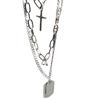European and American tide cold wind multi-layer hip-hop titanium steel necklace cross stacked necklace men's sweater chain accessories