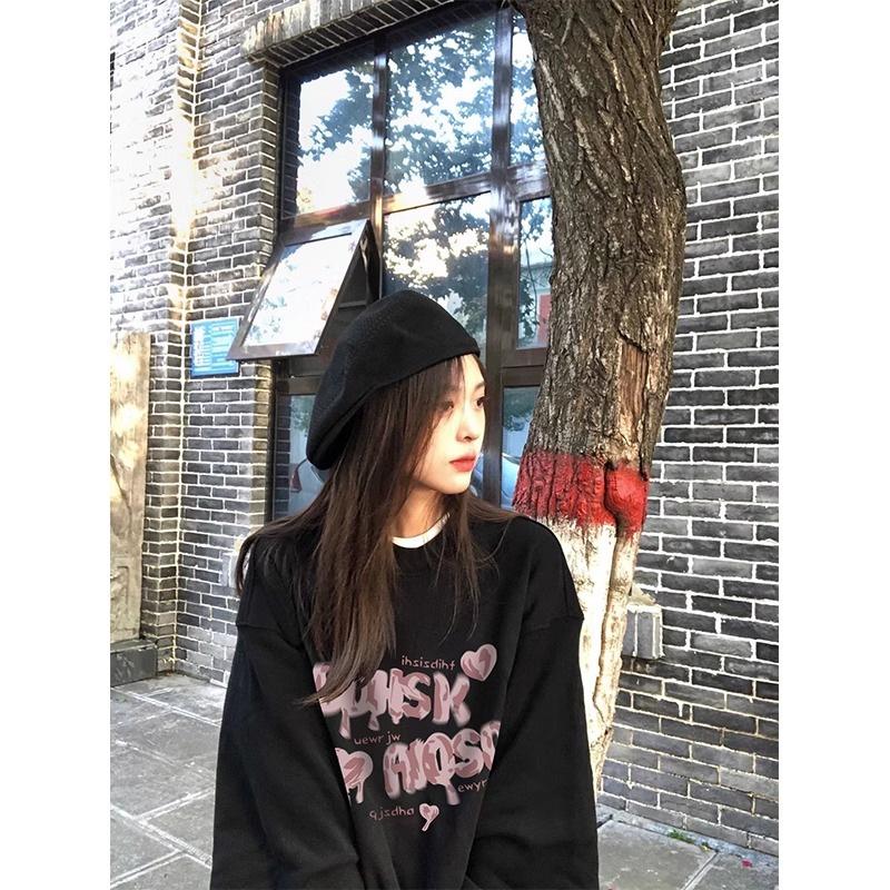[Wholesale] Crew neck American retro sweater women's 2025 new lazy wind velvet