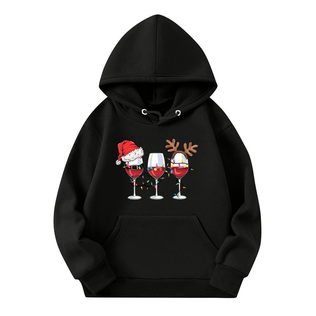 Sweatshirts For Teen Girls Hoodies Long Sleeve Drawstring Pullover Cute Printed Oversized Hoodie Christmas