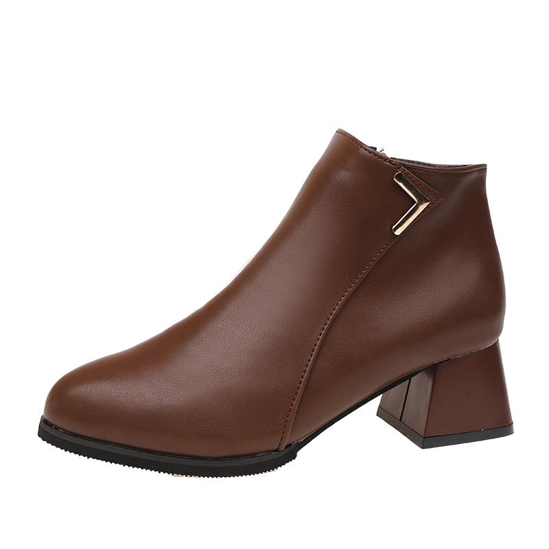 

Модные осенне-зимние новые стильные металлические украшения сексуальные простые однотонные остроносые повседневные удобные модные женские сапоги на высоком каблуке 42 коричневый