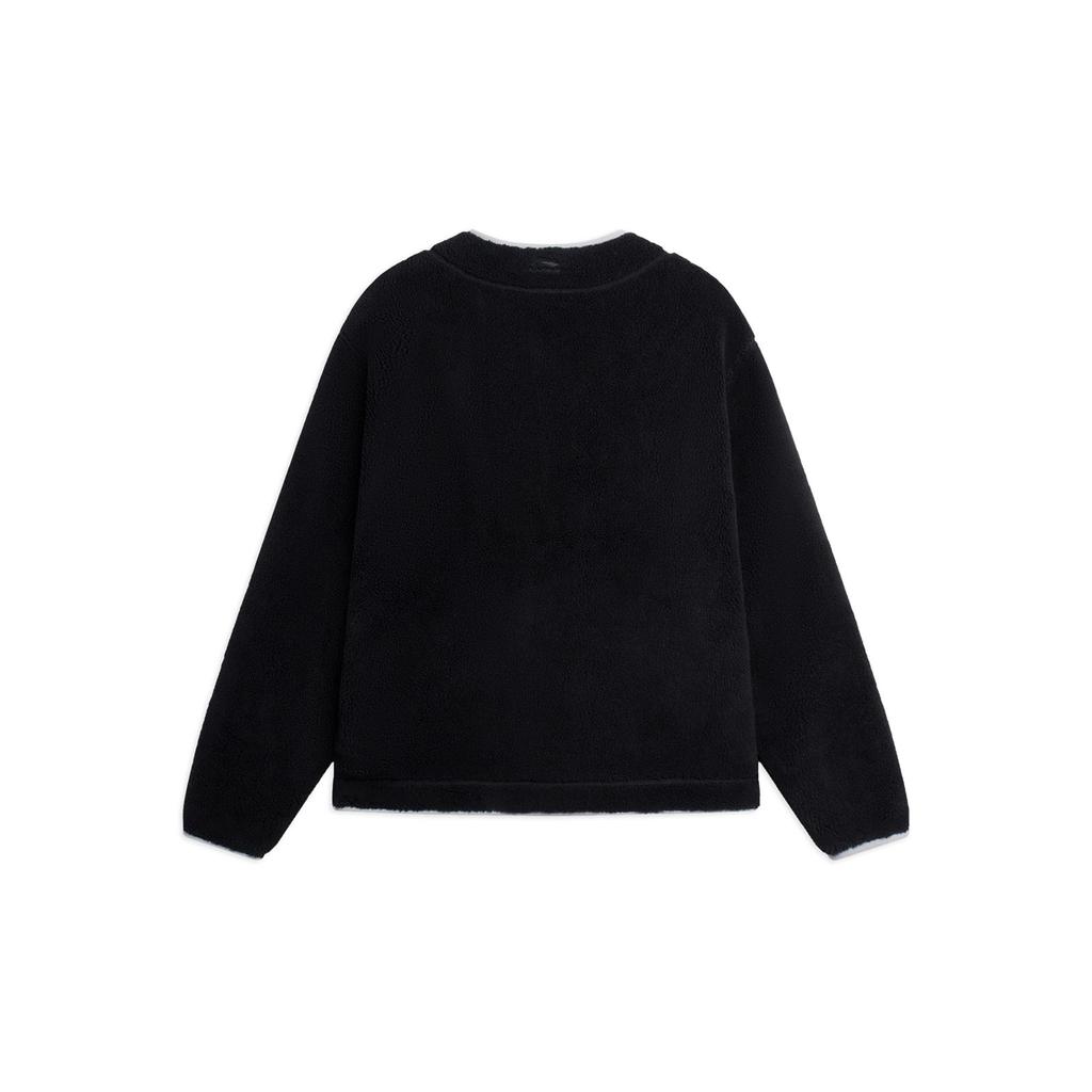 Li Ning CF Sports Fashion Series Spliced Collarless Button Pocket Long Sleeve Cotton Jacket Unisex Jacket Black AJMS125-1