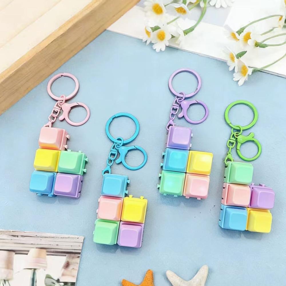 DIY Detachable Macaron Color Mechanical Keyboard Keycap Keychain Fidget Clicker Toy Portable Stress Relief Bag Pendant for Adult