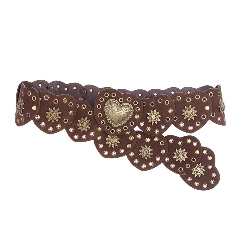 

1pc Heart PU Belt Retro Large Heart Buckle Belt Women s Belt Western Denim Wide Rivets Steampunk Decorative Belt