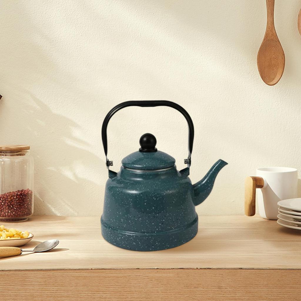 Household Enamel Teapot 1.7L Hiking Teapot Compatible Tableware Teapot Tableware Teapot for Home Halogen Stove Induction Cooker