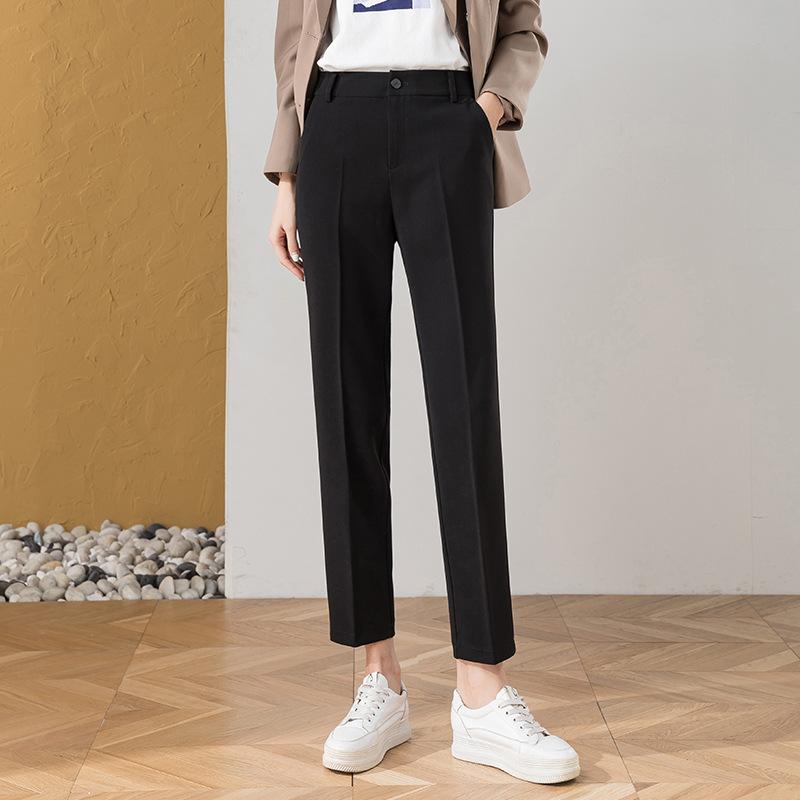 High-waisted nine-point pants women's earth-colored thin temperament casual pants without belt office white-collar suit pants Zhengzhou pants