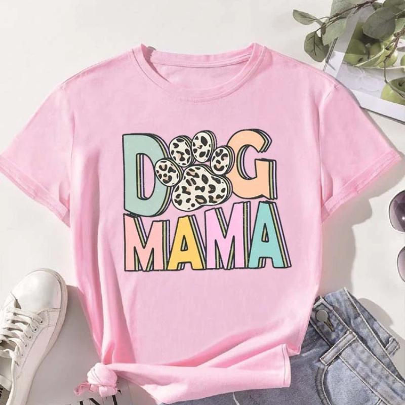 Trend Dog Mama Bedruckte Damen T-Shirts Mode Cartoon Grafikdruck T-Shirts Kleidung Damen Shirt Kurzarm Lässige Tees
