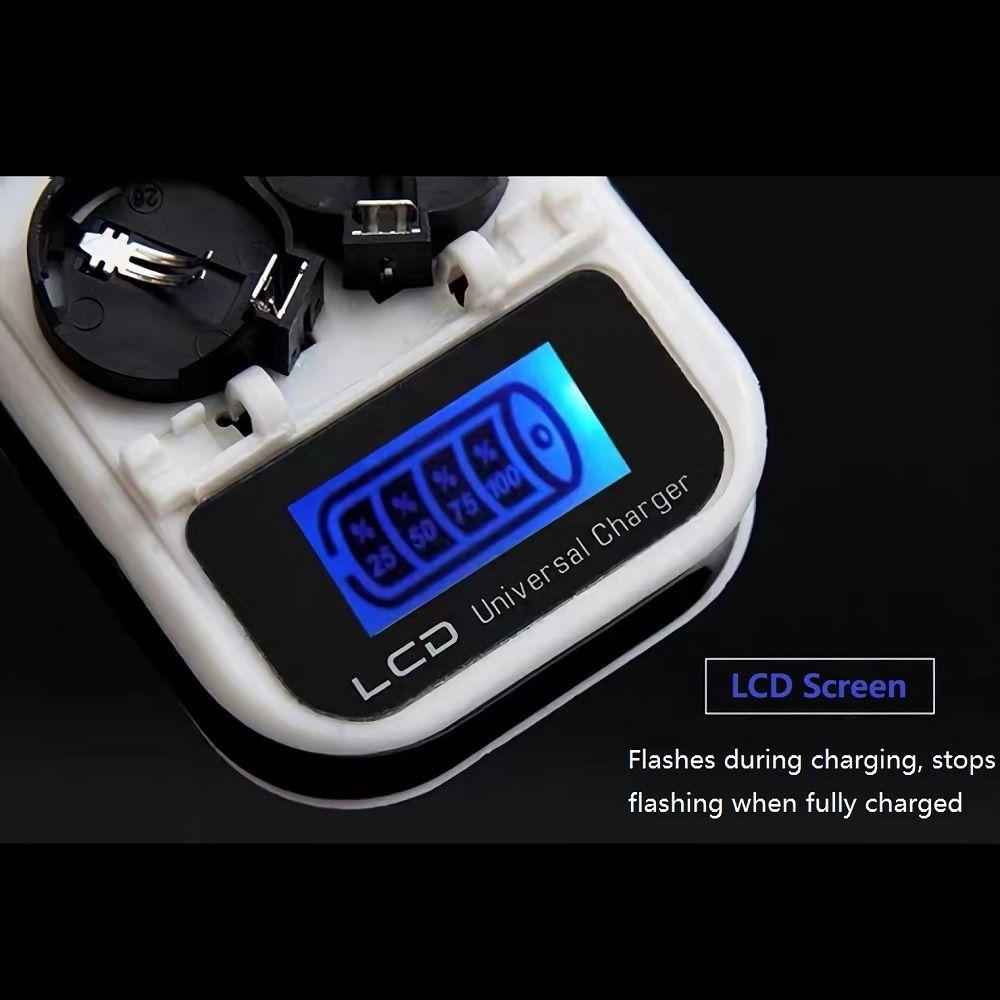 Universal with LCD Adapter Button Cell Fast Charging 2 Slot Battery Charger