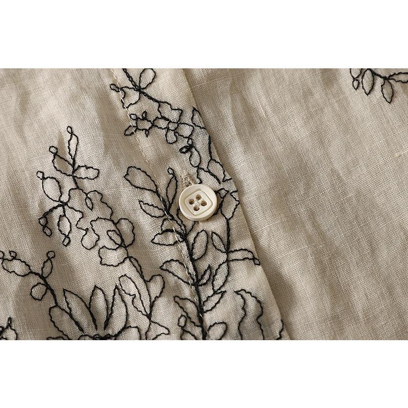 DIMANAF 2026 Women Plus Size New Summer Blouse Shirt Long Sleeve Casual Loose Lady Tops Shirts Linen Embroidery