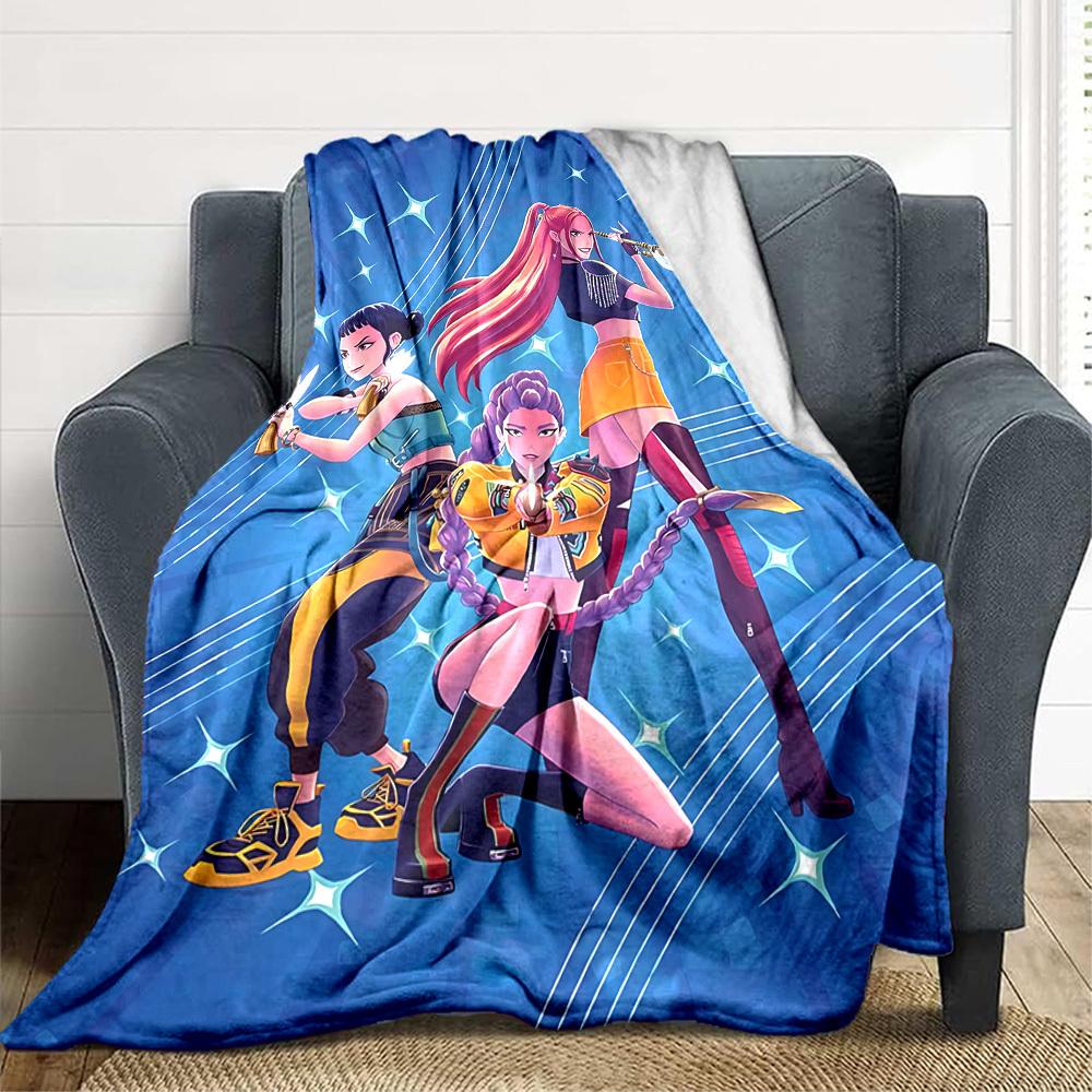 1PC K POP Demon Hunters, Huntrix Blanket, Throw For Sofa, Bed, Travel, Camping, Livingroom,