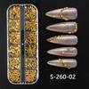 12 Griglie Mini Argento Oro Nail Art Misto Flatback Gemme Charms Diamante Brillante Pietra di Vetro Decorazione Unghie
