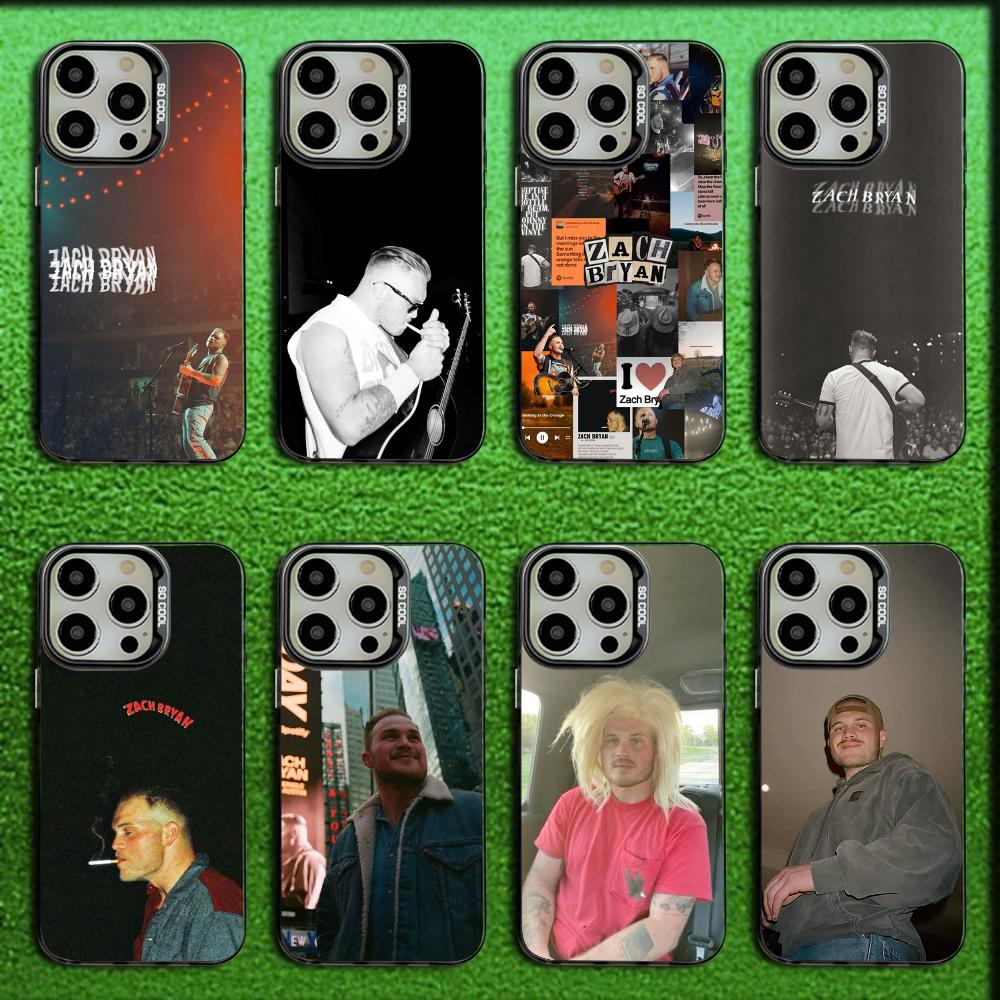 Singer Z-Zach Bryan Phone Case For iPhone 16,15,14,13,12,11,Mini,Pro,MAX Gray Matte Silicone Black Cover