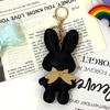 1Pc Cute Pu Leather Solid Color Bunny Keychain Creative Bow Bunny Keyring Car Key Holder Pendant Bag Charm Gifts