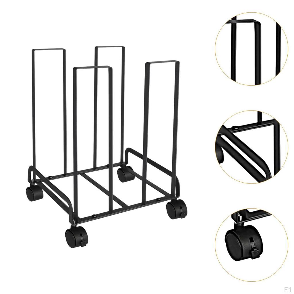 Carton Storage Rack Cart with Wheels 31cmx26x43.5cm Multipurpose Metal Frame Mobile Cardboard Stand