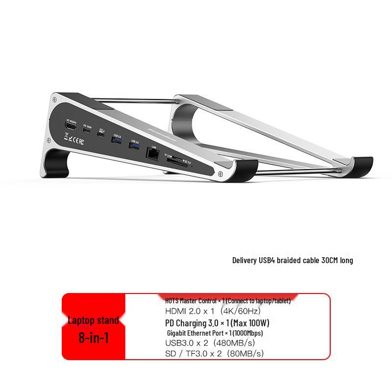 Rotating Tablet Stand with HDMI, Gigabit Ethernet, USB 3.0 Docking Station & Splitter