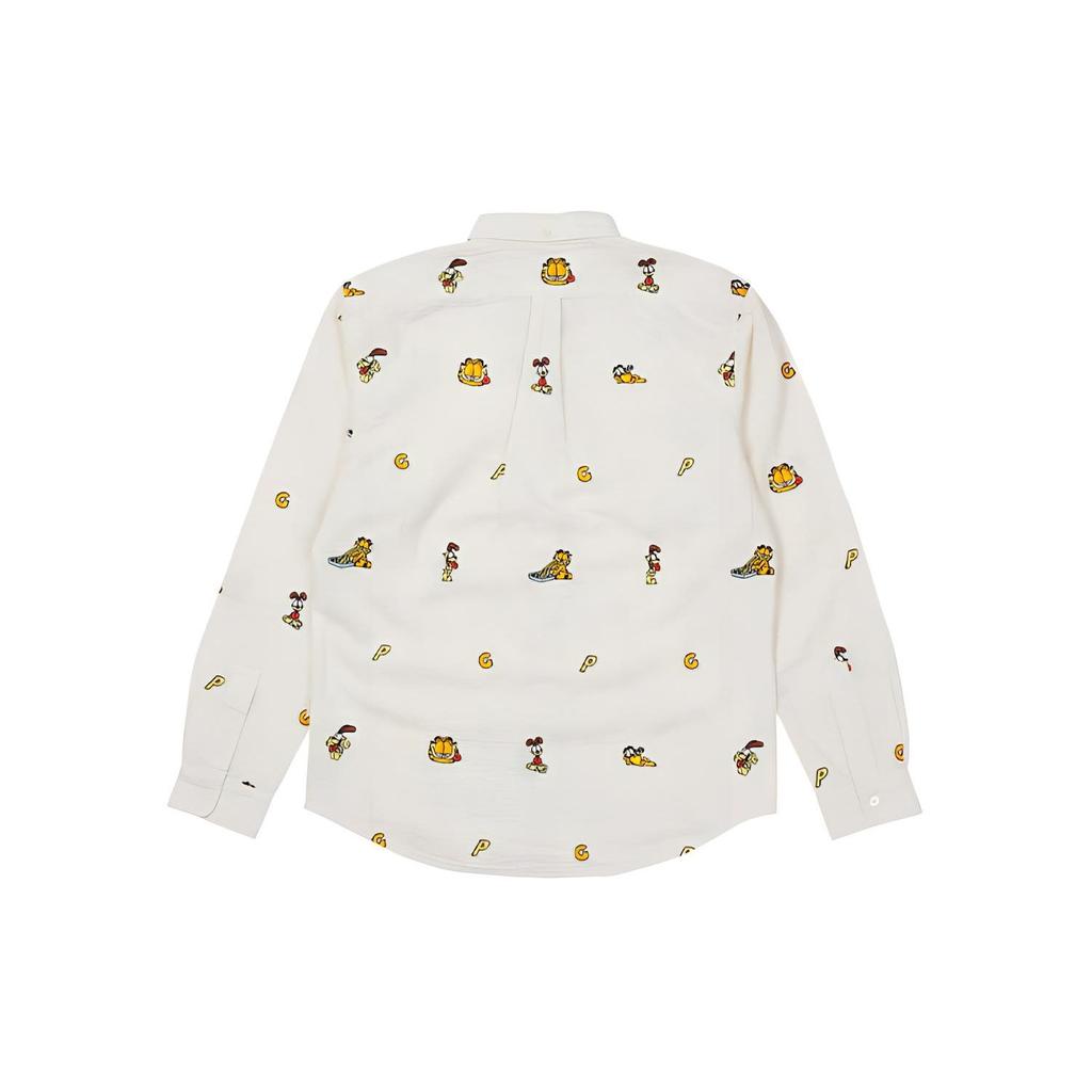 Palace FW21 Garfield Cartoon Embroidery Long Sleeve Shirt Unisex Tops White P21SHT002