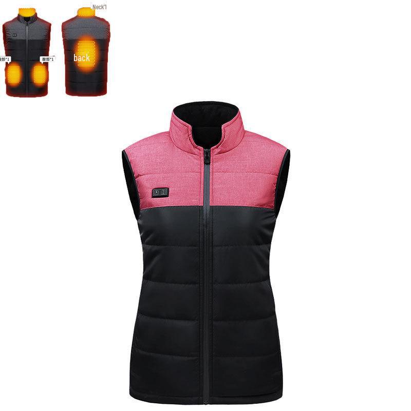 

Умный подогреваемый жилет унисекс с цветовым сочетанием и 21-зонным контролем постоянной температуры L розовый/чёрный