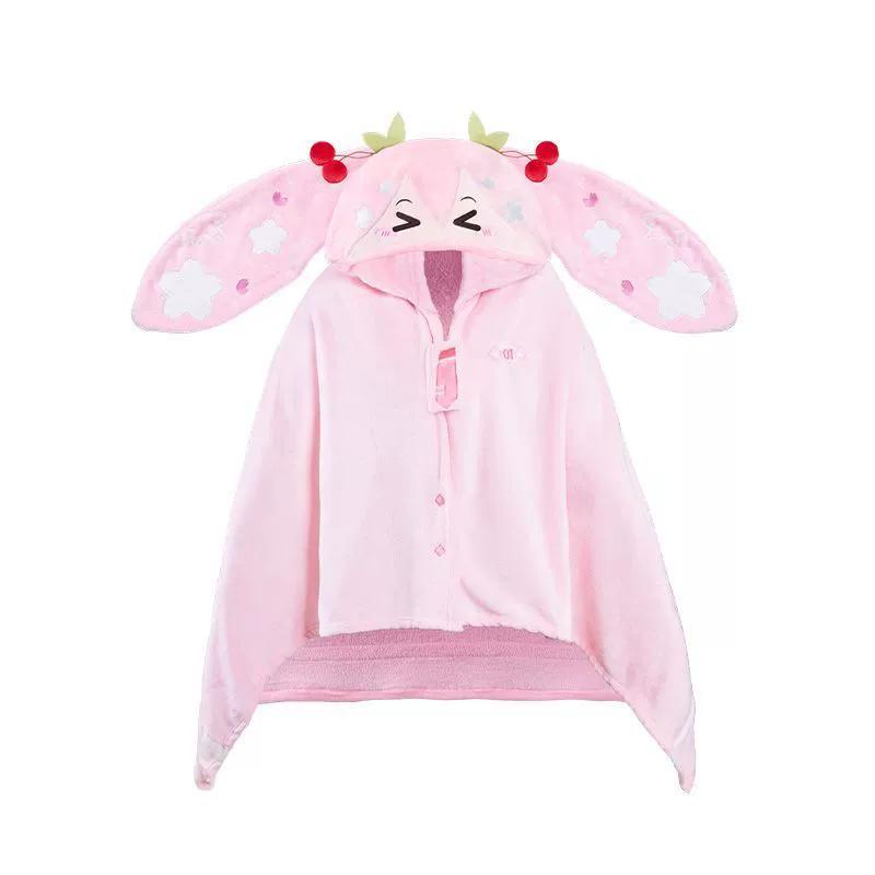 Hatsune Cherry Blossom Multi Functional Hooded Cloak Soft And Warm Nap Shawl Air-Conditioned Blanket Office Dormitory Girl Gift